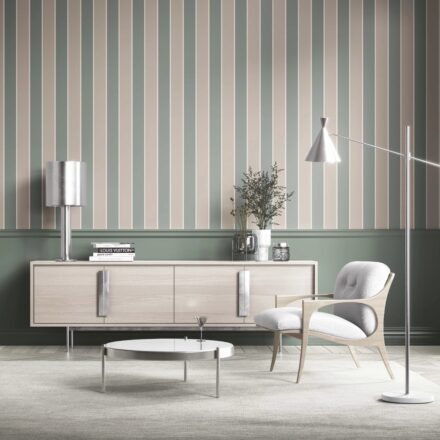 'Kumasi' Geometric Striped Wallpaper (Green / Beige) - Image 3