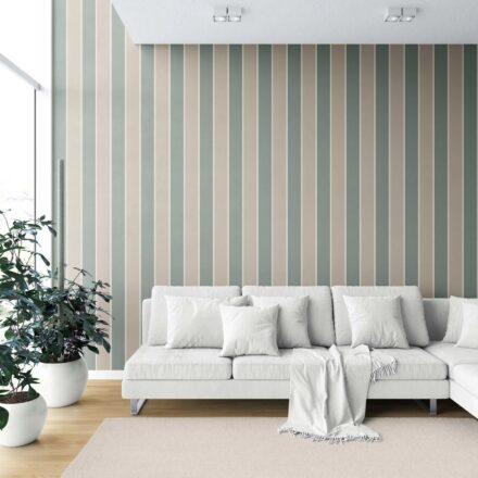 'Kumasi' Geometric Striped Wallpaper (Green / Beige) - Image 6