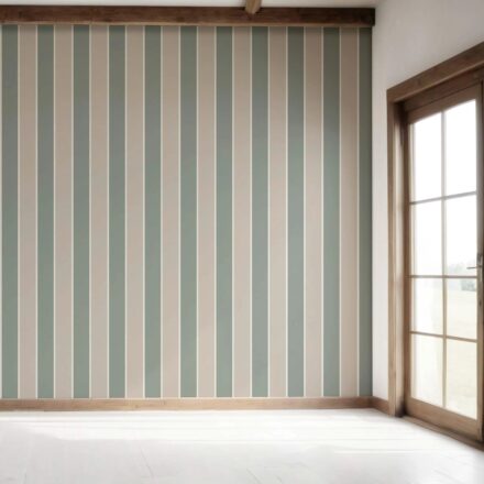 'Kumasi' Geometric Striped Wallpaper (Green / Beige) - Image 7