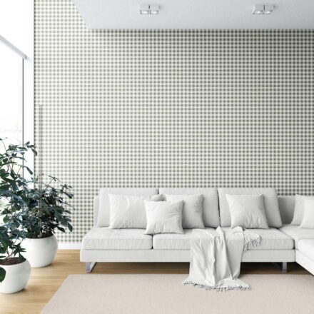 'Summer Acacia' Gingham Checkered Wallpaper (Olive Green) - Image 6