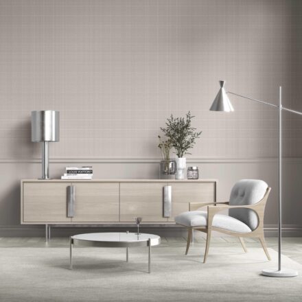 'Fireweed' Neutral Textured Check/ Geometric Wallpaper (Taupe/ Grey) - Image 2