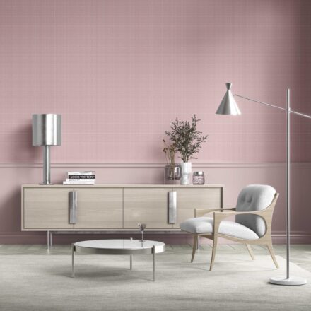 'Arctic Shadow' Textured Check/ Geometric Wallpaper (Pink) - Image 2