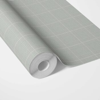 'Horizons' Neutral Textured Check/ Geometric Wallpaper (Sage Gray)