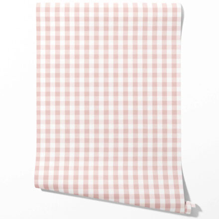 'Miran' Geometric Gingham Wallpaper (Pink)