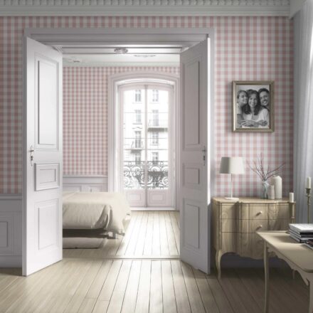 'Miran' Geometric Gingham Wallpaper (Pink) - Image 2