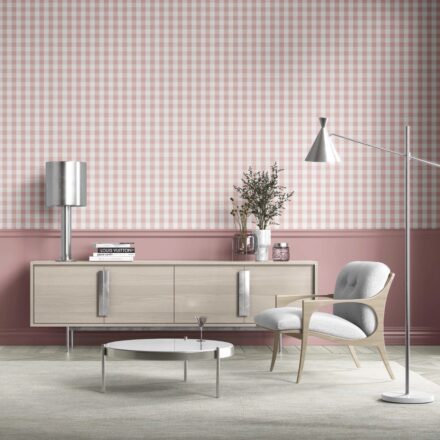 'Miran' Geometric Gingham Wallpaper (Pink) - Image 4