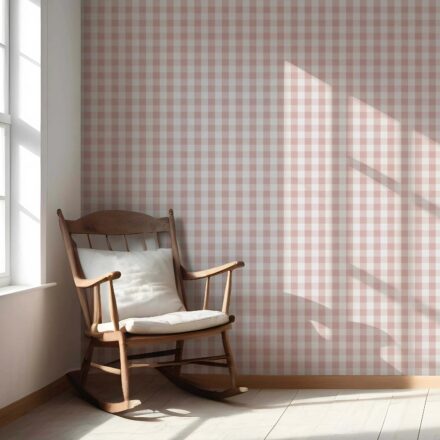 'Miran' Geometric Gingham Wallpaper (Pink) - Image 5