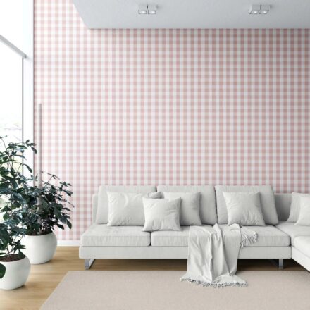 'Miran' Geometric Gingham Wallpaper (Pink) - Image 6