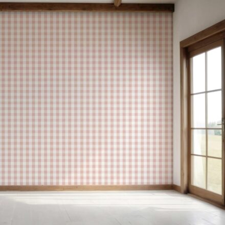 'Miran' Geometric Gingham Wallpaper (Pink) - Image 7