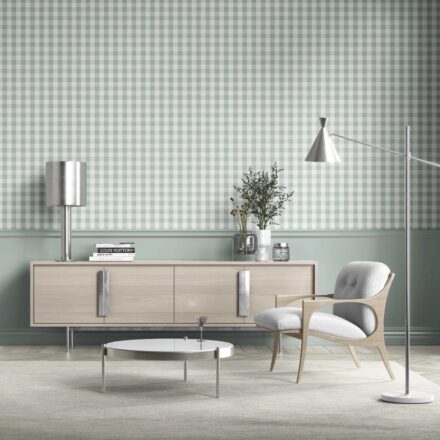 'Flyway' Geometric Gingham Wallpaper (Powder Blue) - Image 2