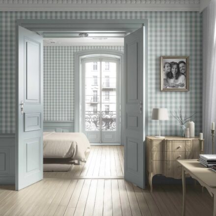 'Flyway' Geometric Gingham Wallpaper (Powder Blue) - Image 4