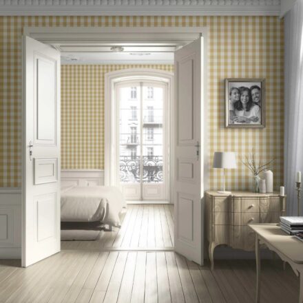 'Zafaron' Geometric Gingham Wallpaper (Yellow) - Image 2