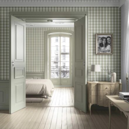 'Zeytin' Geometric Gingham Wallpaper (Olive Green) - Image 2