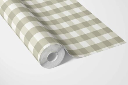 'Zeytin' Geometric Gingham Wallpaper (Olive Green) - Image 3