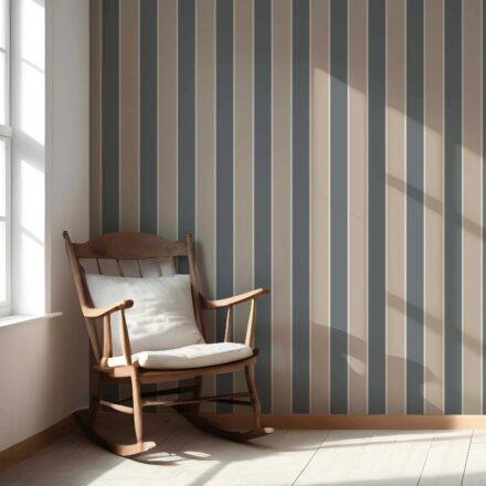 'Seafarer' Neutral Geometric Striped Wallpaper (Stone Blue/ Beige) - Image 4