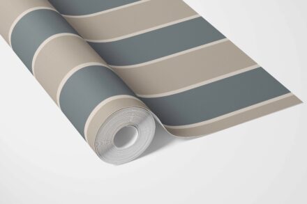 'Seafarer' Neutral Geometric Striped Wallpaper (Stone Blue/ Beige) - Image 5