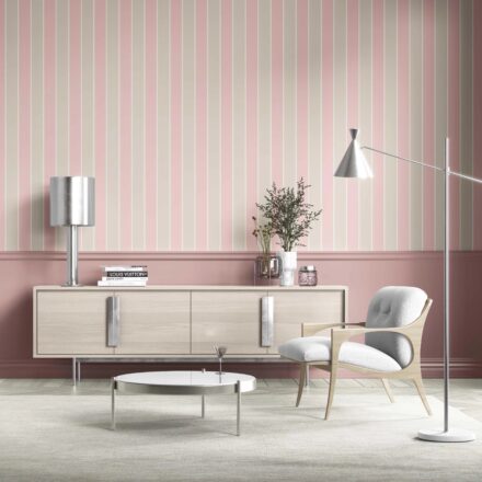 'Cavendish Sweet' Geometric Striped Wallpaper (Soft Pink/ Taupe) - Image 2