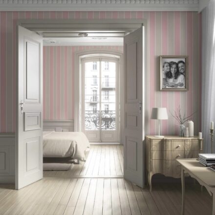 'Cavendish Sweet' Geometric Striped Wallpaper (Soft Pink/ Taupe) - Image 3