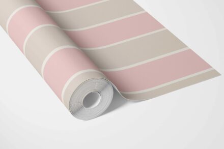 'Cavendish Sweet' Geometric Striped Wallpaper (Soft Pink/ Taupe) - Image 5