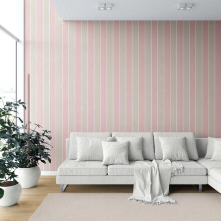 'Cavendish Sweet' Geometric Striped Wallpaper (Soft Pink/ Taupe) - Image 6