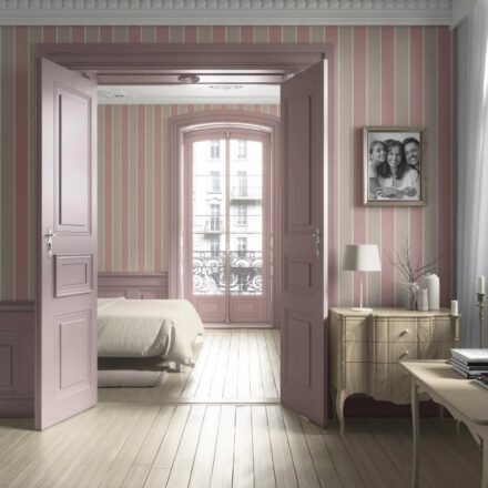 'Plumeria' Geometric Striped Wallpaper (Dusty Pink/ Taupe) - Image 3