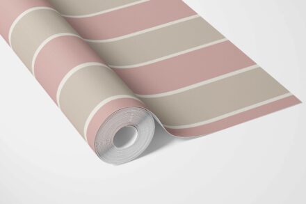 'Plumeria' Geometric Striped Wallpaper (Dusty Pink/ Taupe) - Image 5