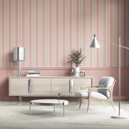'Plumeria' Geometric Striped Wallpaper (Dusty Pink/ Taupe) - Image 6