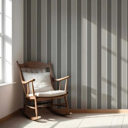 'Balsam' Neutral Geometric Striped Wallpaper (Grey) - Image 4