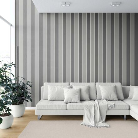 'Balsam' Neutral Geometric Striped Wallpaper (Grey) - Image 6