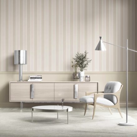 'Borneo' Neutral Geometric Striped Wallpaper (Beige/ Cream) - Image 2