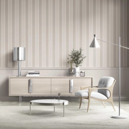 'Soft Glow' Neutral Geometric Striped Wallpaper (Beige/ Greige/ Taupe) - Image 2