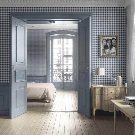 'Civit' Gingham Checkered Wallpaper (Navy Blue) - Image 2