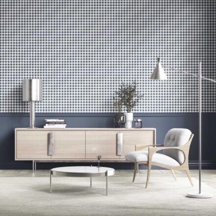 'Civit' Gingham Checkered Wallpaper (Navy Blue) - Image 4