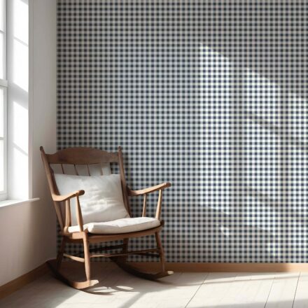 'Civit' Gingham Checkered Wallpaper (Navy Blue) - Image 5