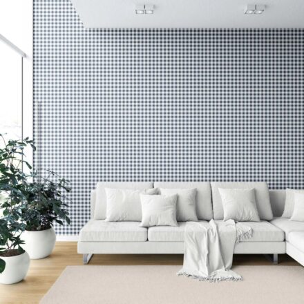 'Civit' Gingham Checkered Wallpaper (Navy Blue) - Image 6