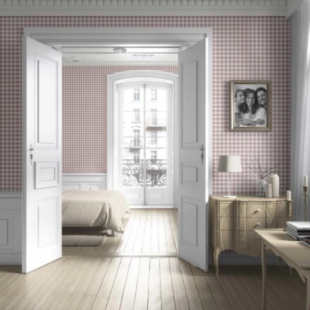 'Allium' Gingham Checkered Wallpaper (Pink) - Image 2