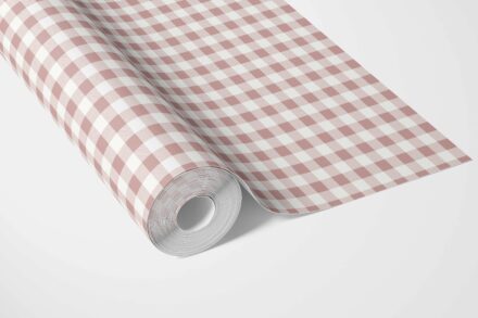 'Allium' Gingham Checkered Wallpaper (Pink) - Image 3