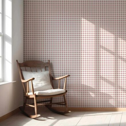 'Allium' Gingham Checkered Wallpaper (Pink) - Image 5