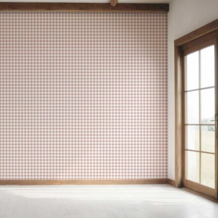 'Allium' Gingham Checkered Wallpaper (Pink) - Image 7
