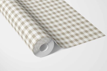'Valo' Neutral Gingham Checkered Wallpaper (Beige) - Image 3