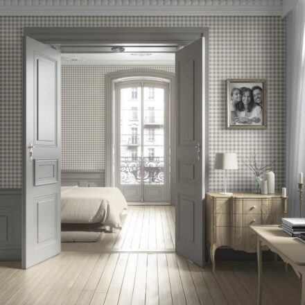'Valo' Neutral Gingham Checkered Wallpaper (Beige) - Image 4