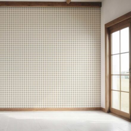 'Valo' Neutral Gingham Checkered Wallpaper (Beige) - Image 7