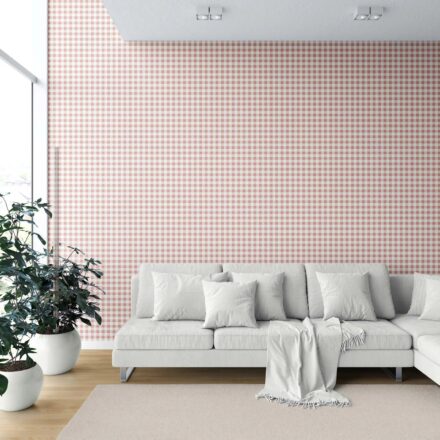 'Amani' Gingham Checkered Wallpaper (Blush Pink) - Image 2