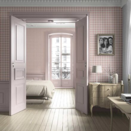 'Amani' Gingham Checkered Wallpaper (Blush Pink) - Image 4