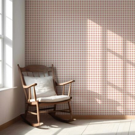 'Amani' Gingham Checkered Wallpaper (Blush Pink) - Image 5