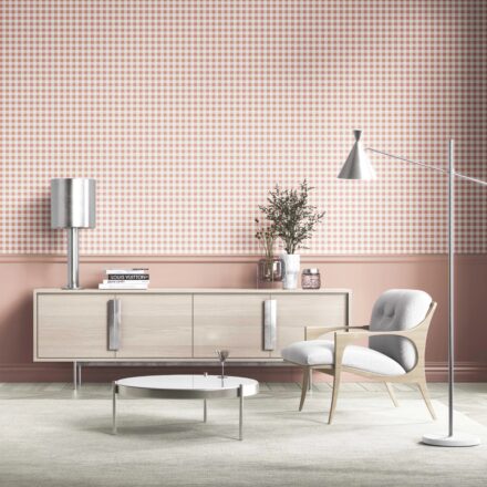 'Amani' Gingham Checkered Wallpaper (Blush Pink) - Image 6