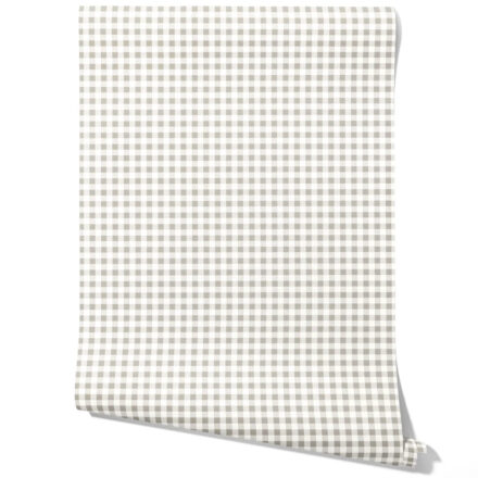 'Boeing' Neutral Gingham Checkered Wallpaper (Grey)