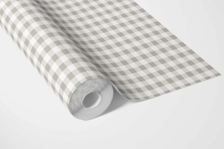 'Boeing' Neutral Gingham Checkered Wallpaper (Grey) - Image 3