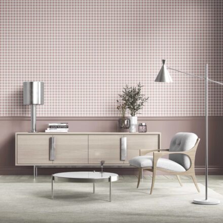 'Lumo' Gingham Checkered Wallpaper (Pink) - Image 2