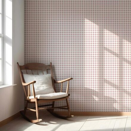 'Lumo' Gingham Checkered Wallpaper (Pink) - Image 5